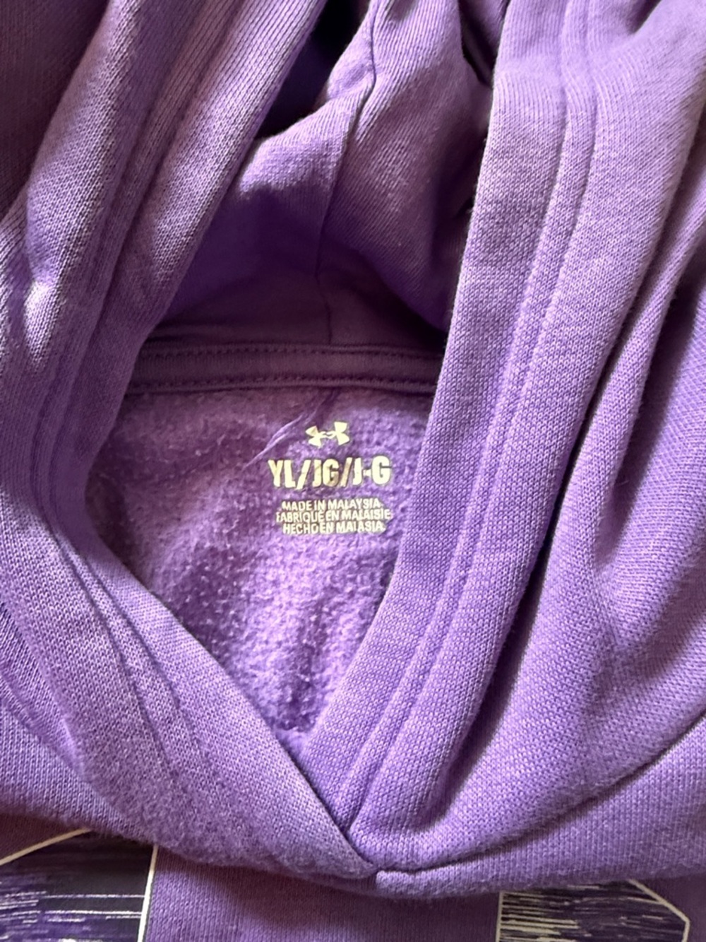 Under Armour Girls Purple Pullover Hoodie with Logo - Picture 3 of 5